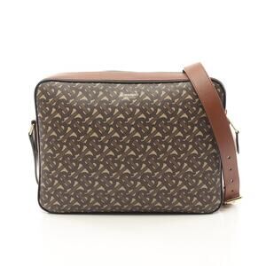 Burberry Monogram Shoulder Bag Canvas Leather Beige Tan Brown